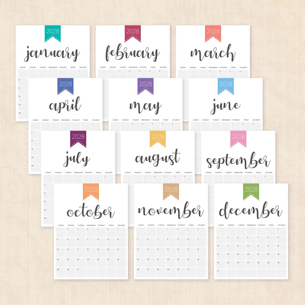 2028 calendar printable