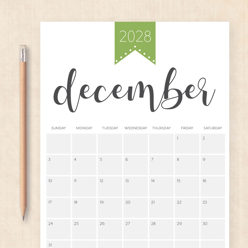2028 calendar printable