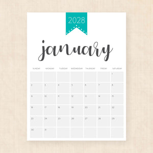 2028 calendar printable