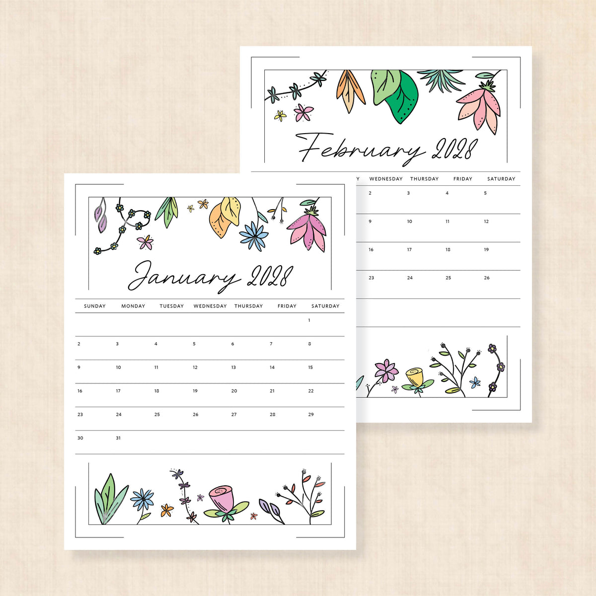 2028 calendar printable