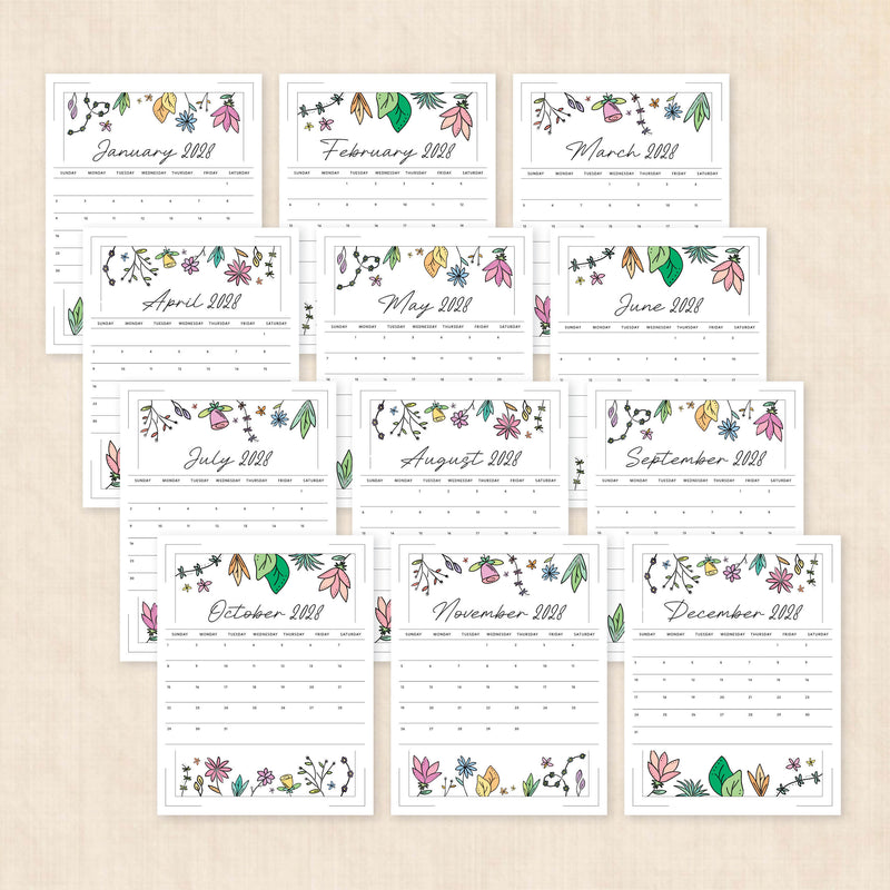 2028 calendar printable