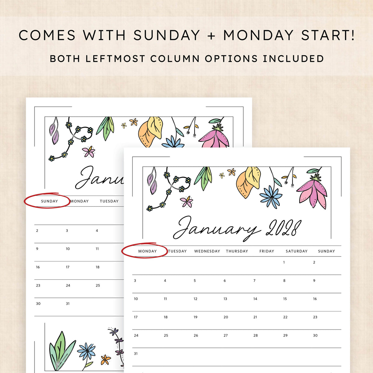 2028 calendar printable