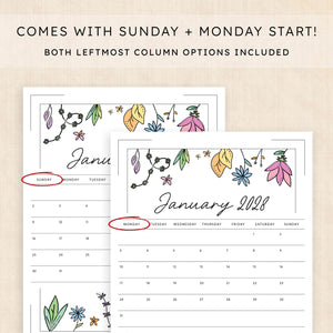 2028 calendar printable