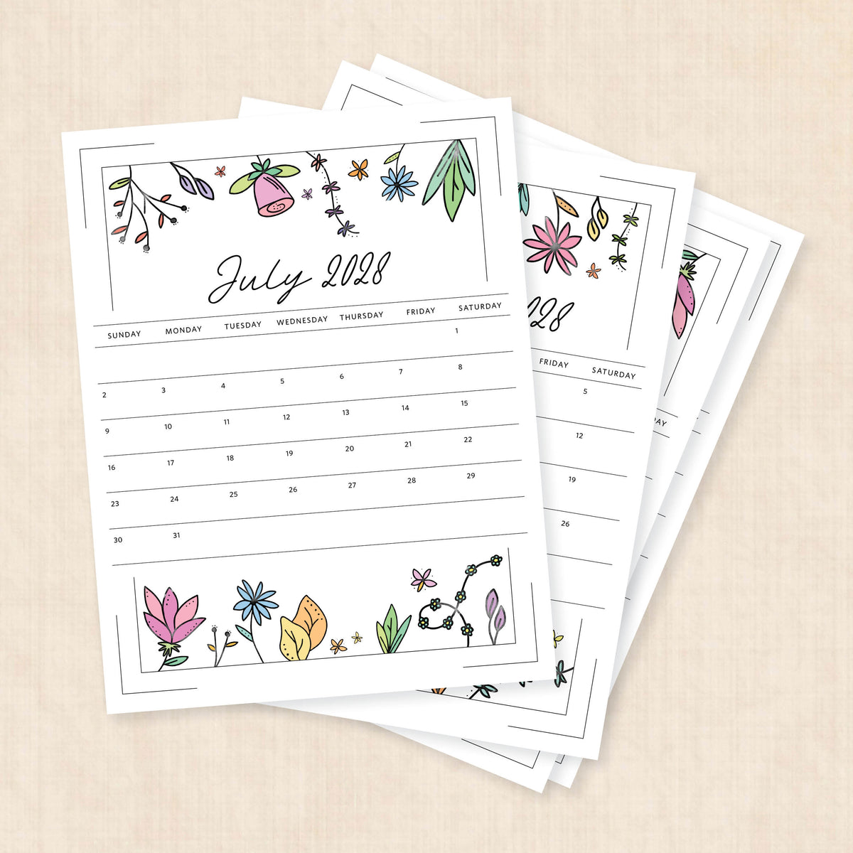 2028 calendar printable