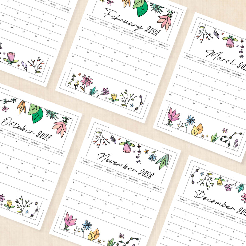 2028 calendar printable