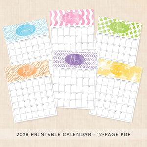 2028 calendar printable