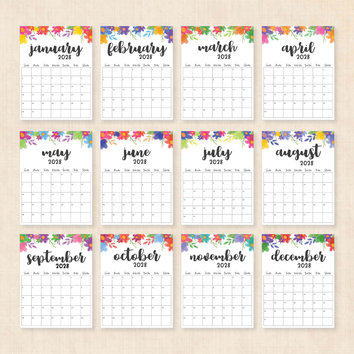 2028 calendar printable