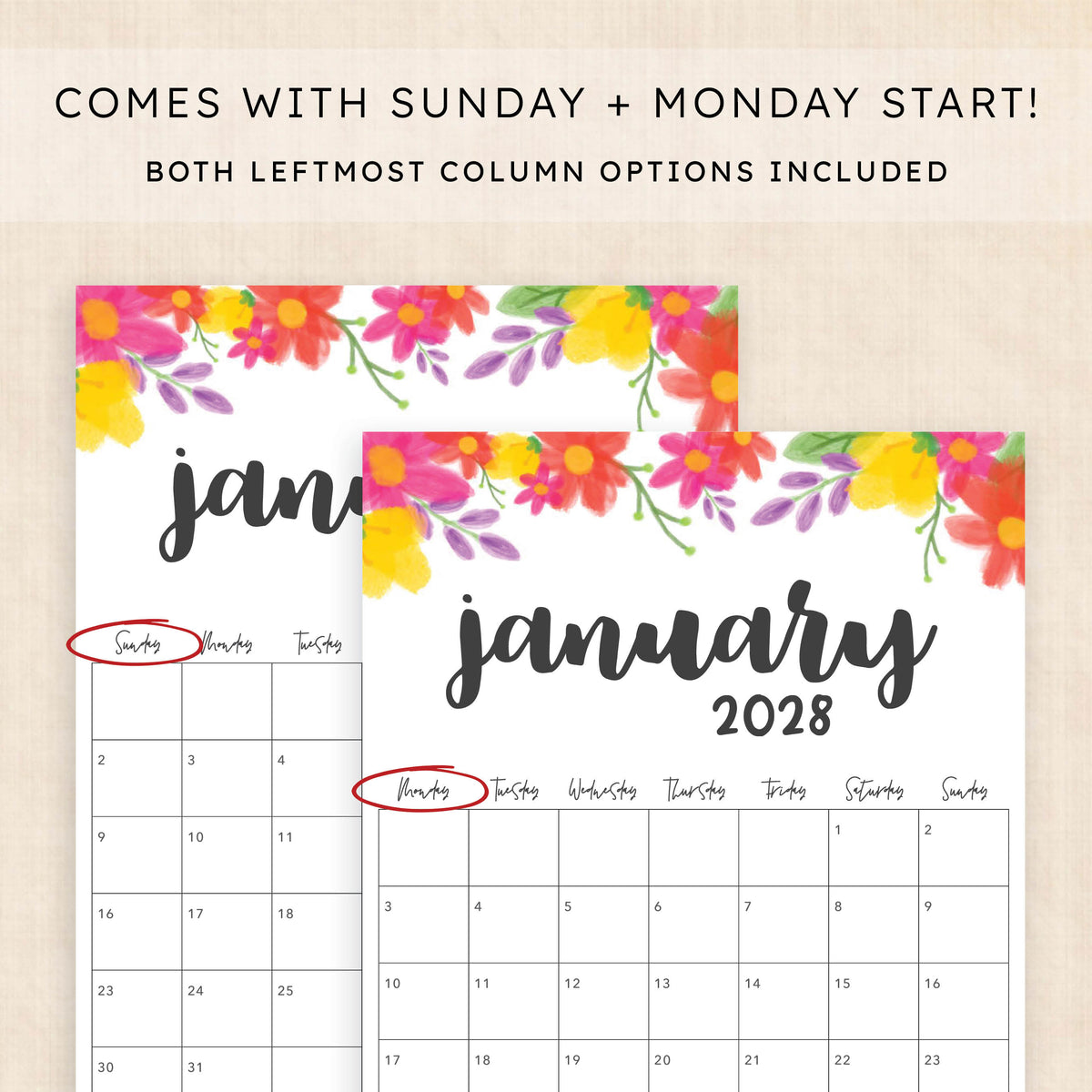 2028 calendar printable
