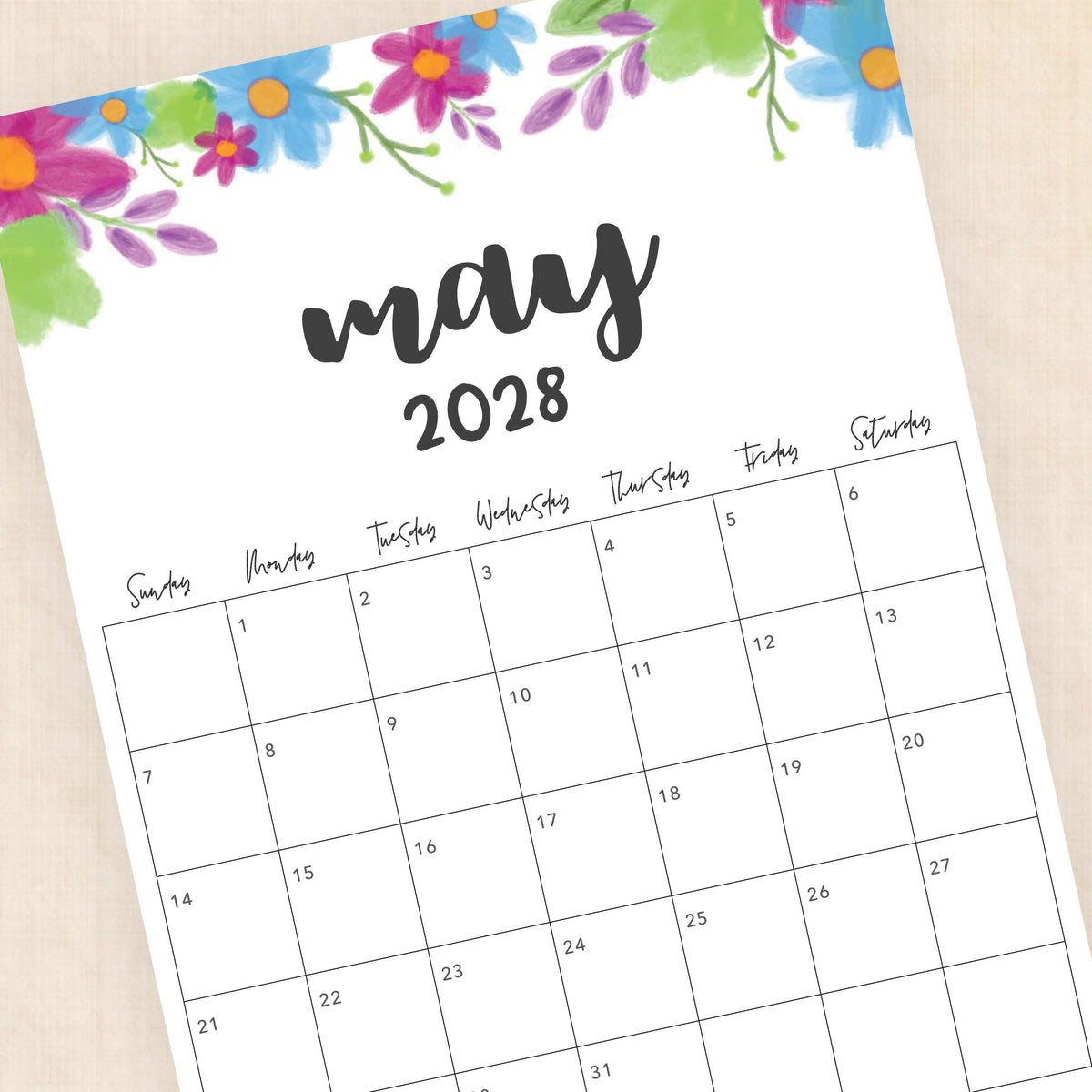 2028 calendar printable
