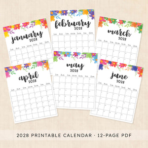 2028 calendar printable