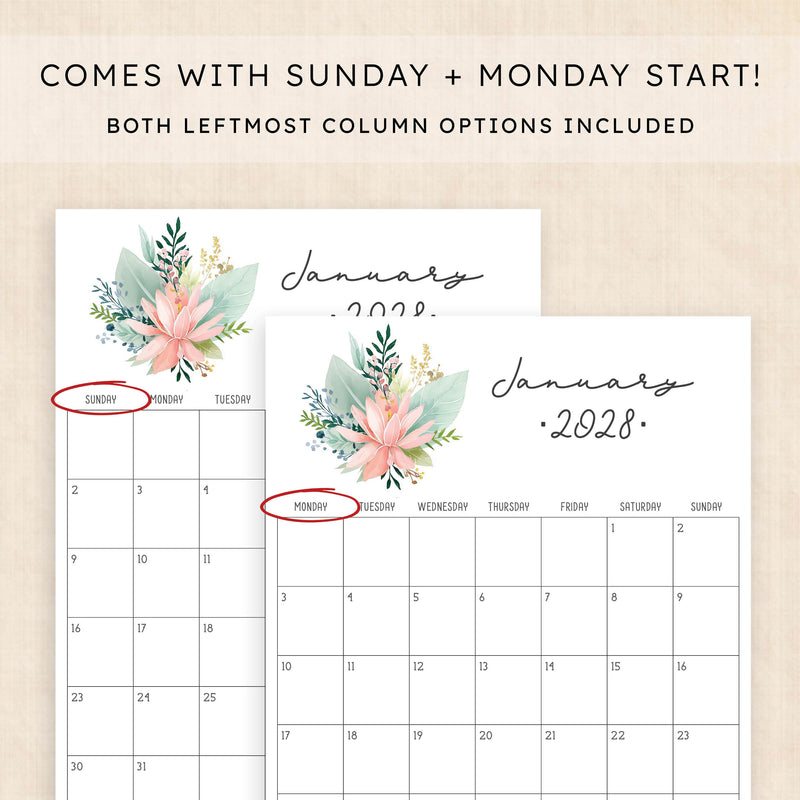 2028 calendar printable