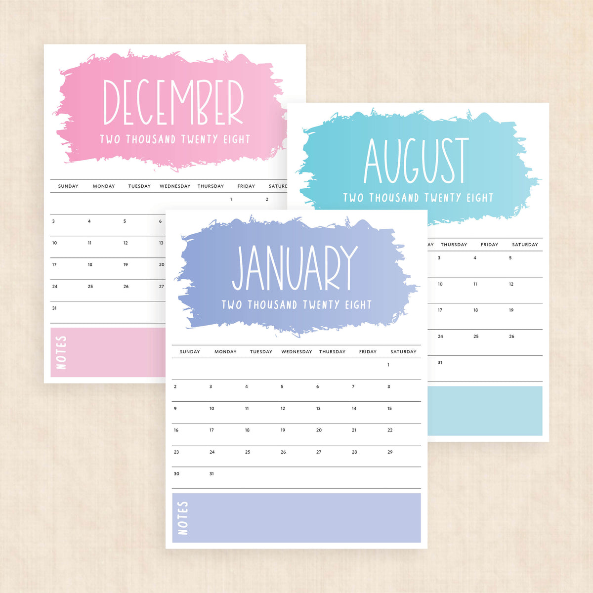 2028 calendar printable