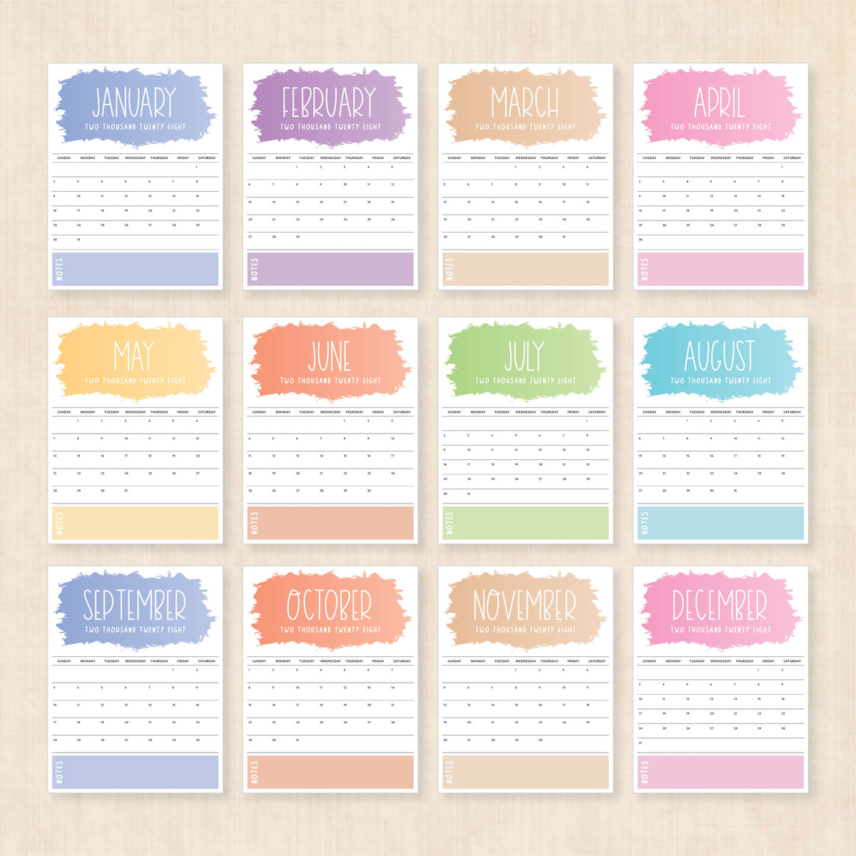 2028 calendar printable
