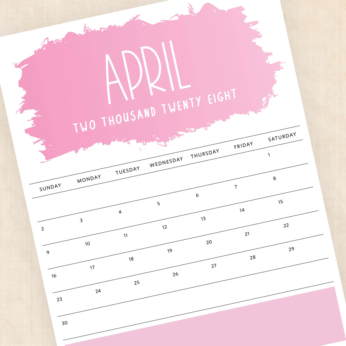2028 calendar printable