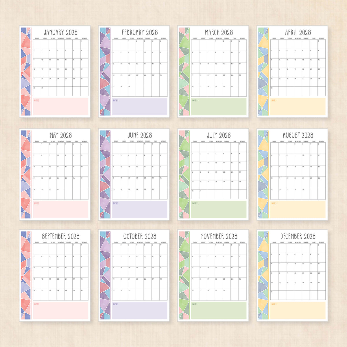 2028 calendar printable