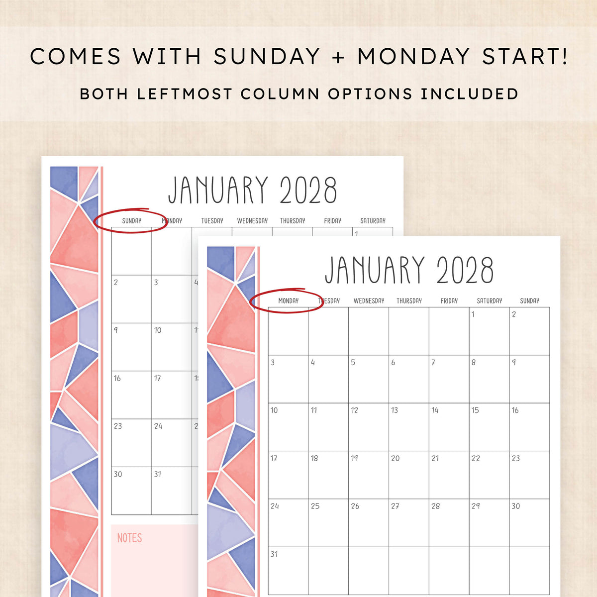 2028 calendar printable
