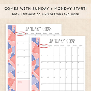 2028 calendar printable