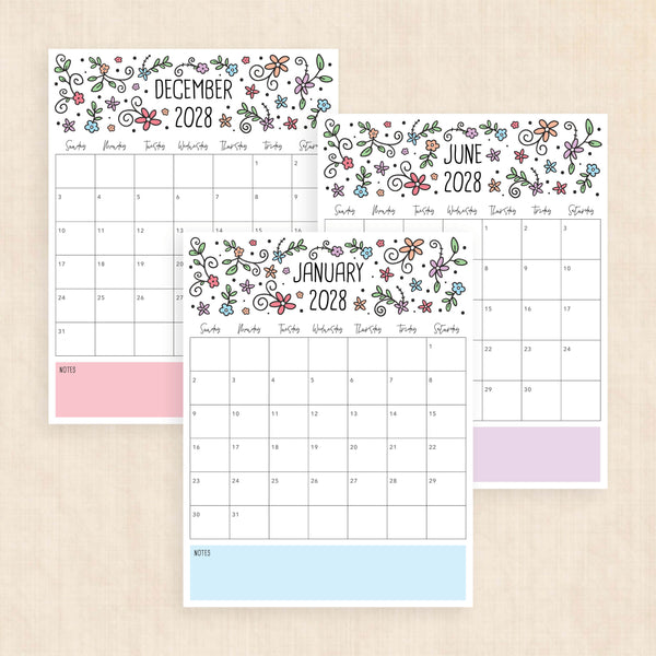 2028 calendar printable