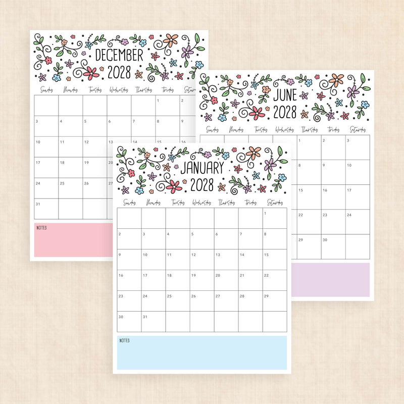 2028 calendar printable