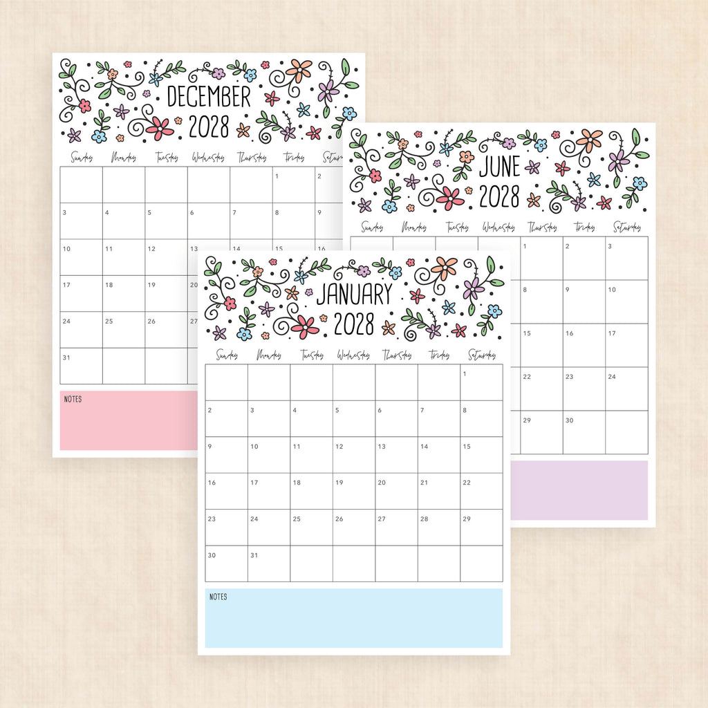 2028 calendar printable