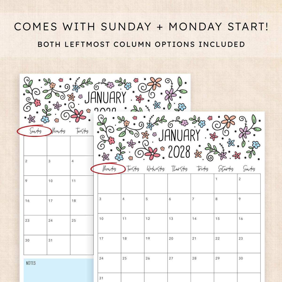 2028 calendar printable