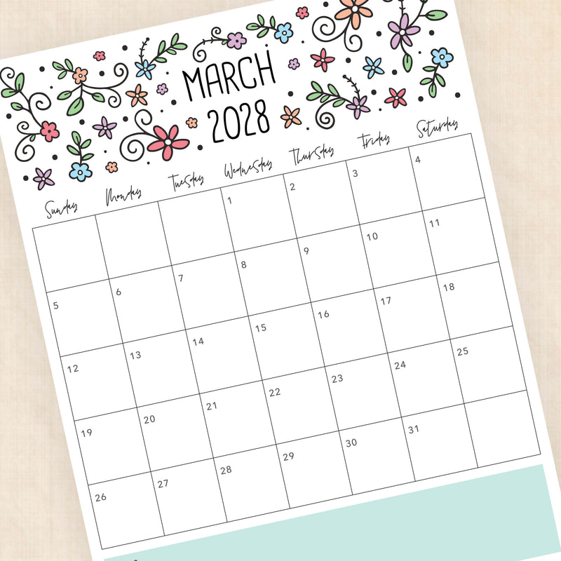 2028 calendar printable