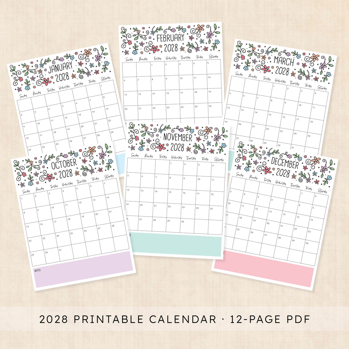 2028 calendar printable