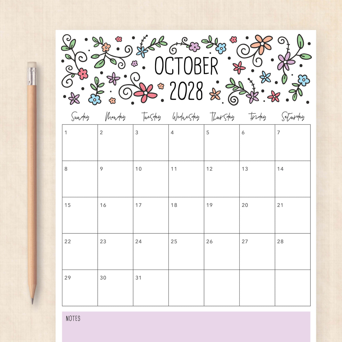 2028 calendar printable