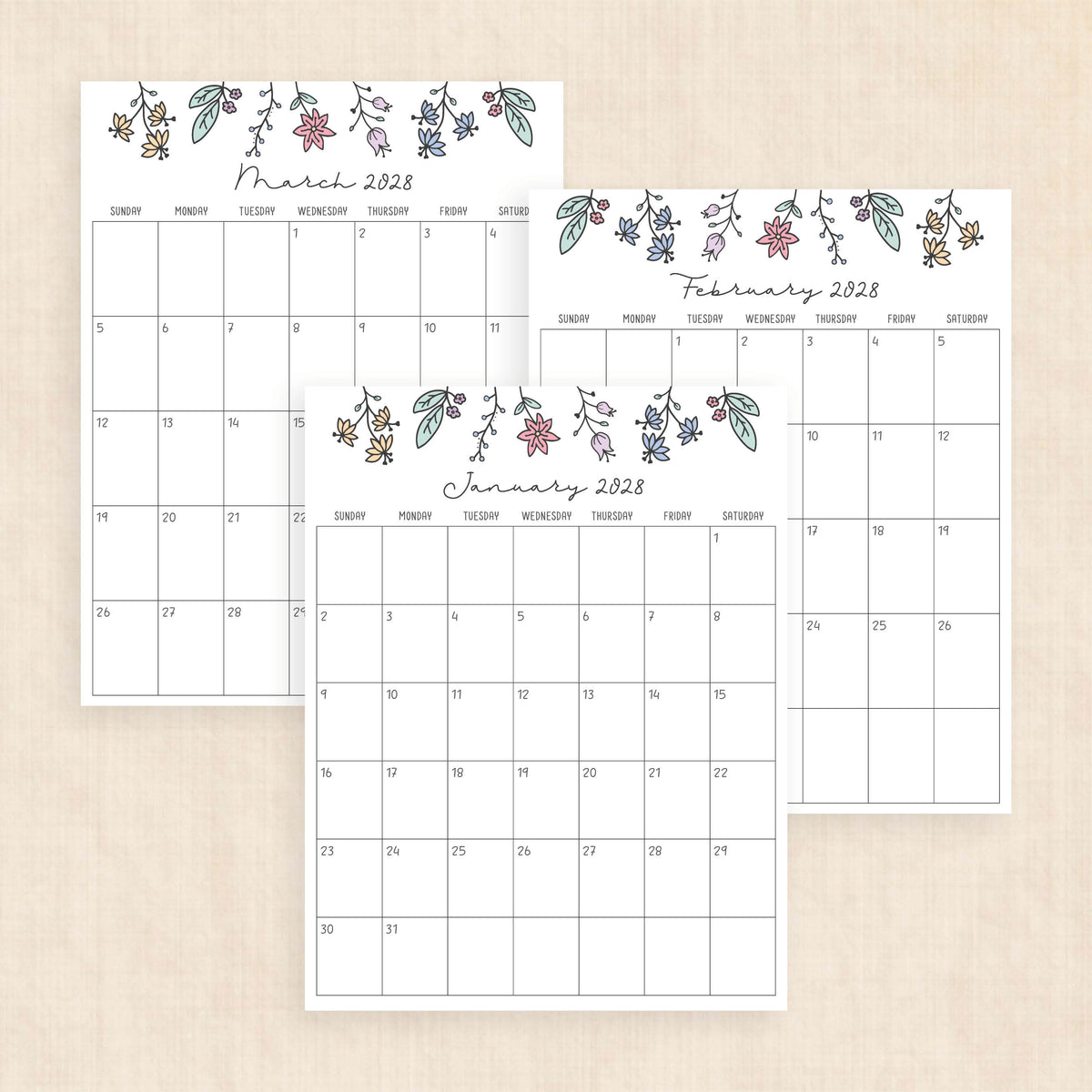 2028 calendar printable