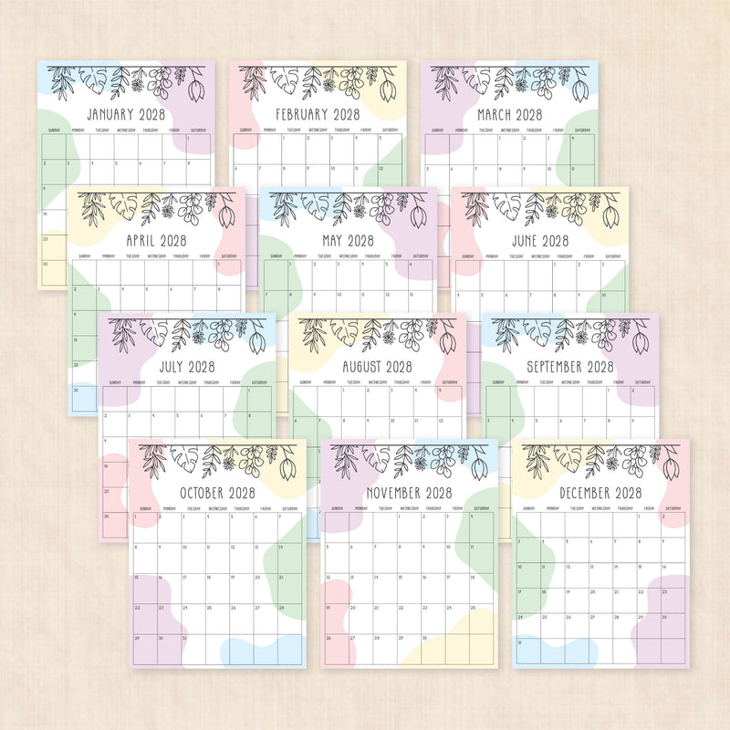 2028 calendar printable