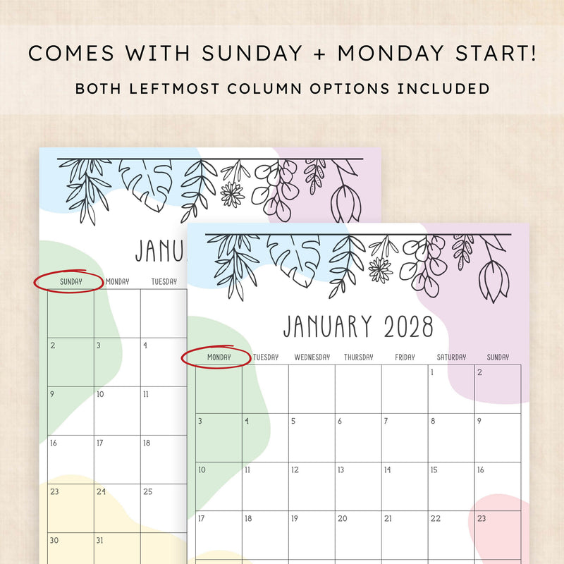 2028 calendar printable