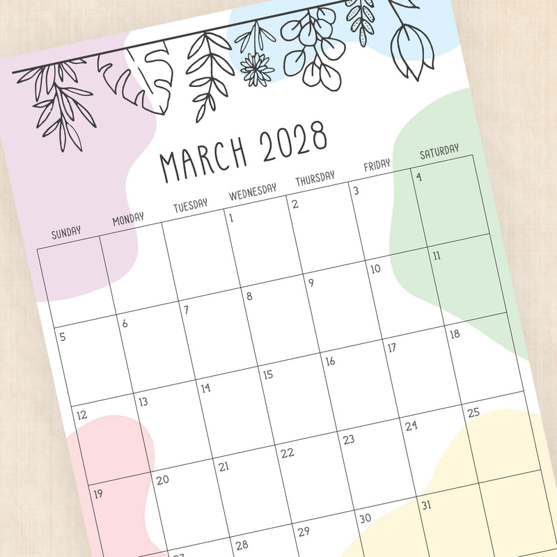 2028 calendar printable