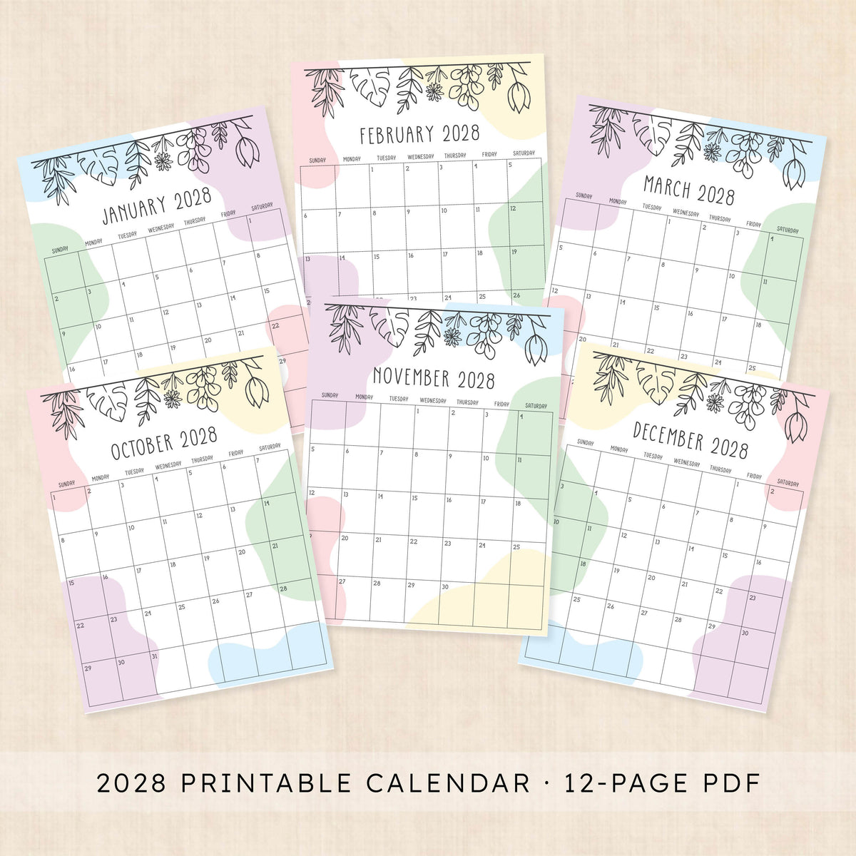2028 calendar printable