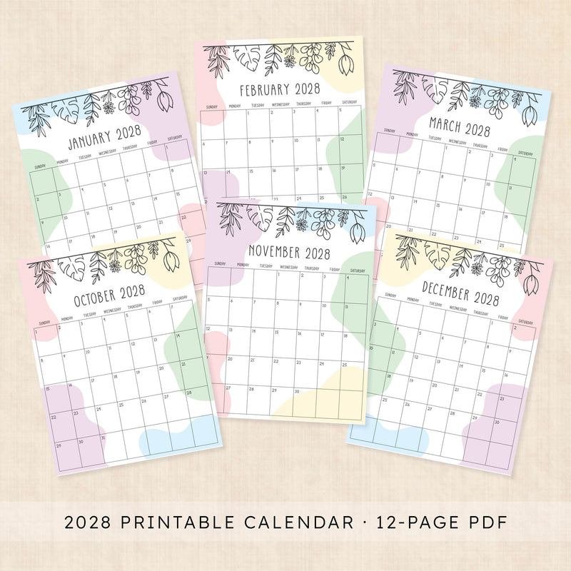 2028 calendar printable