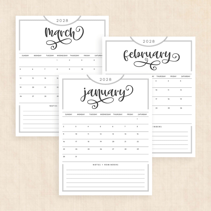 2028 calendar printable