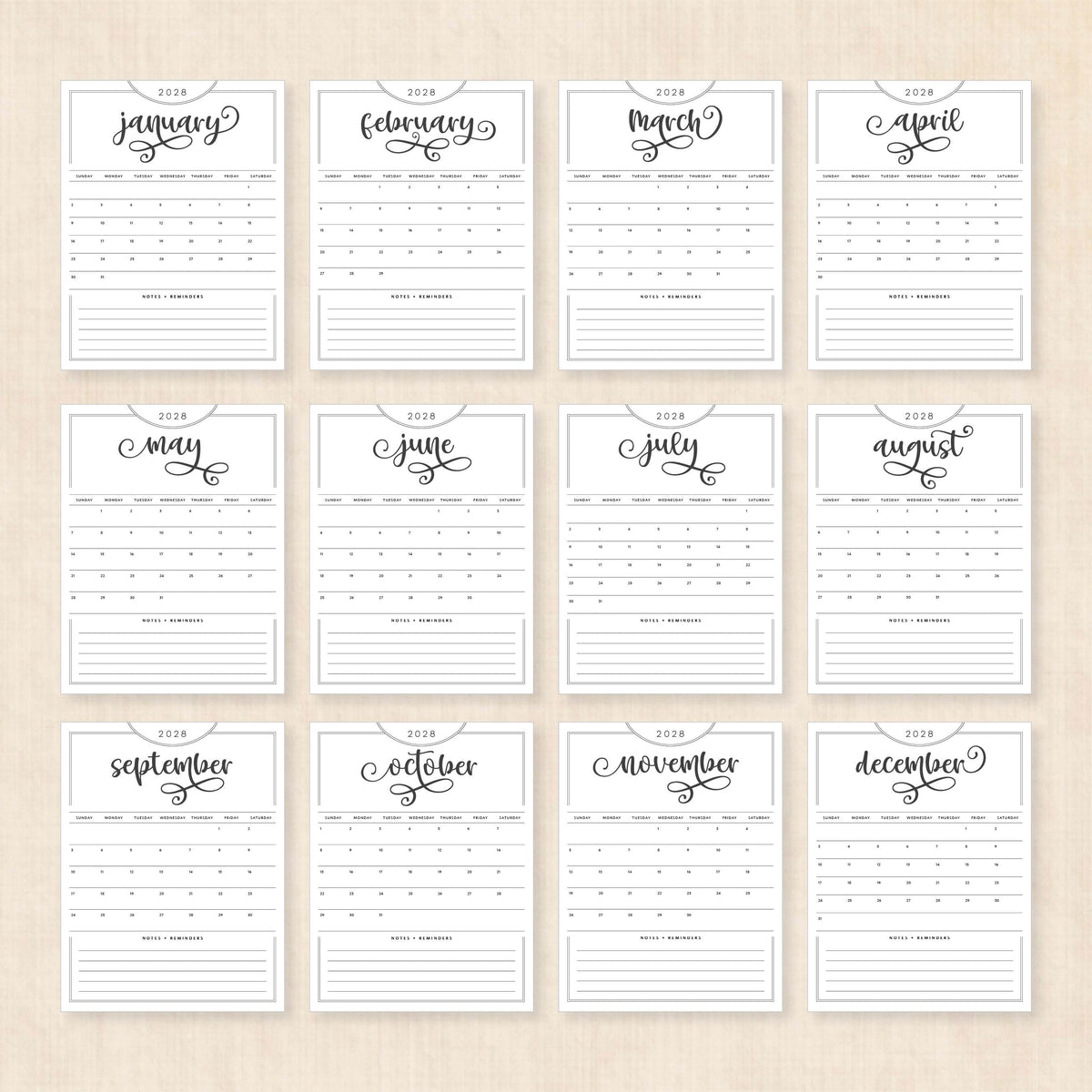 2028 calendar printable