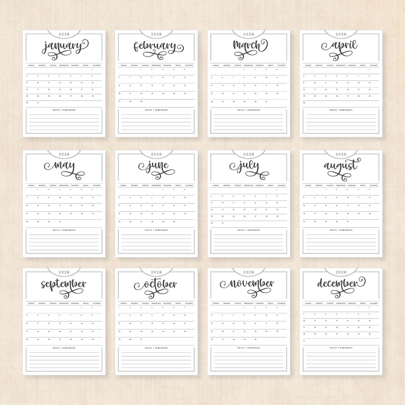 2028 calendar printable