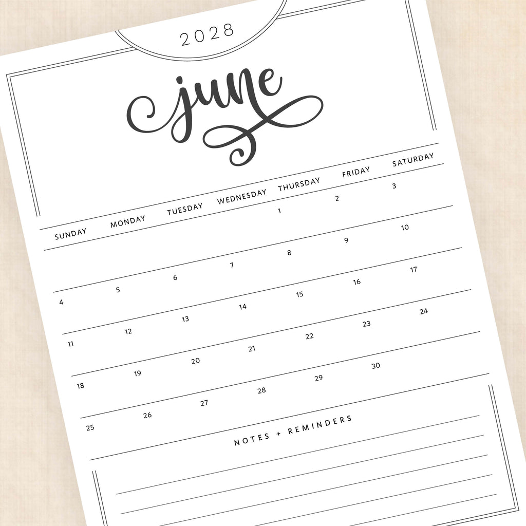 2028 calendar printable