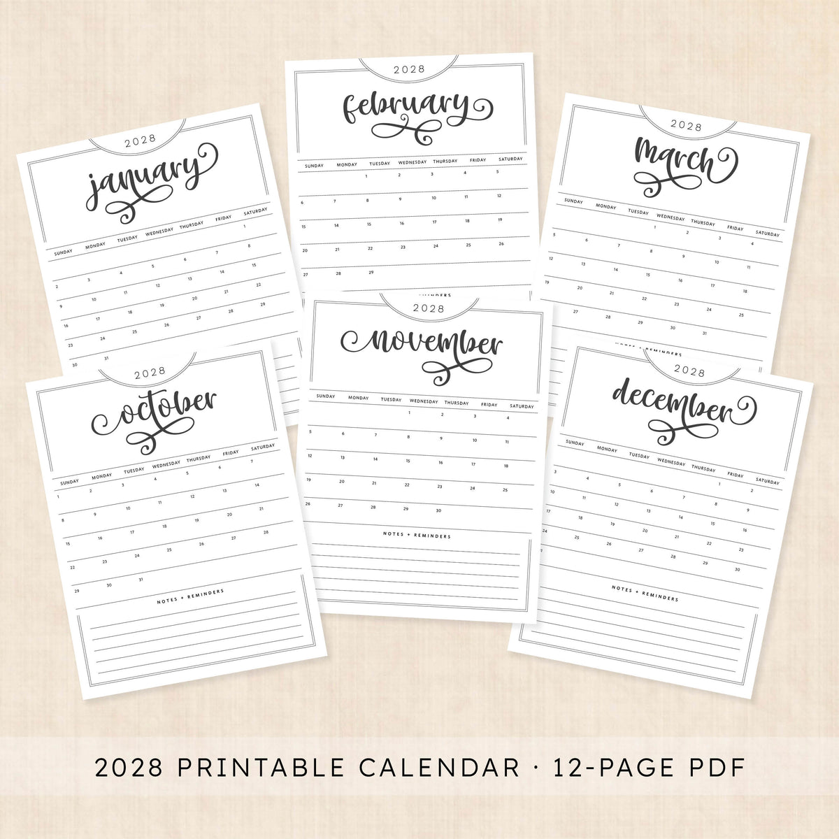 2028 calendar printable