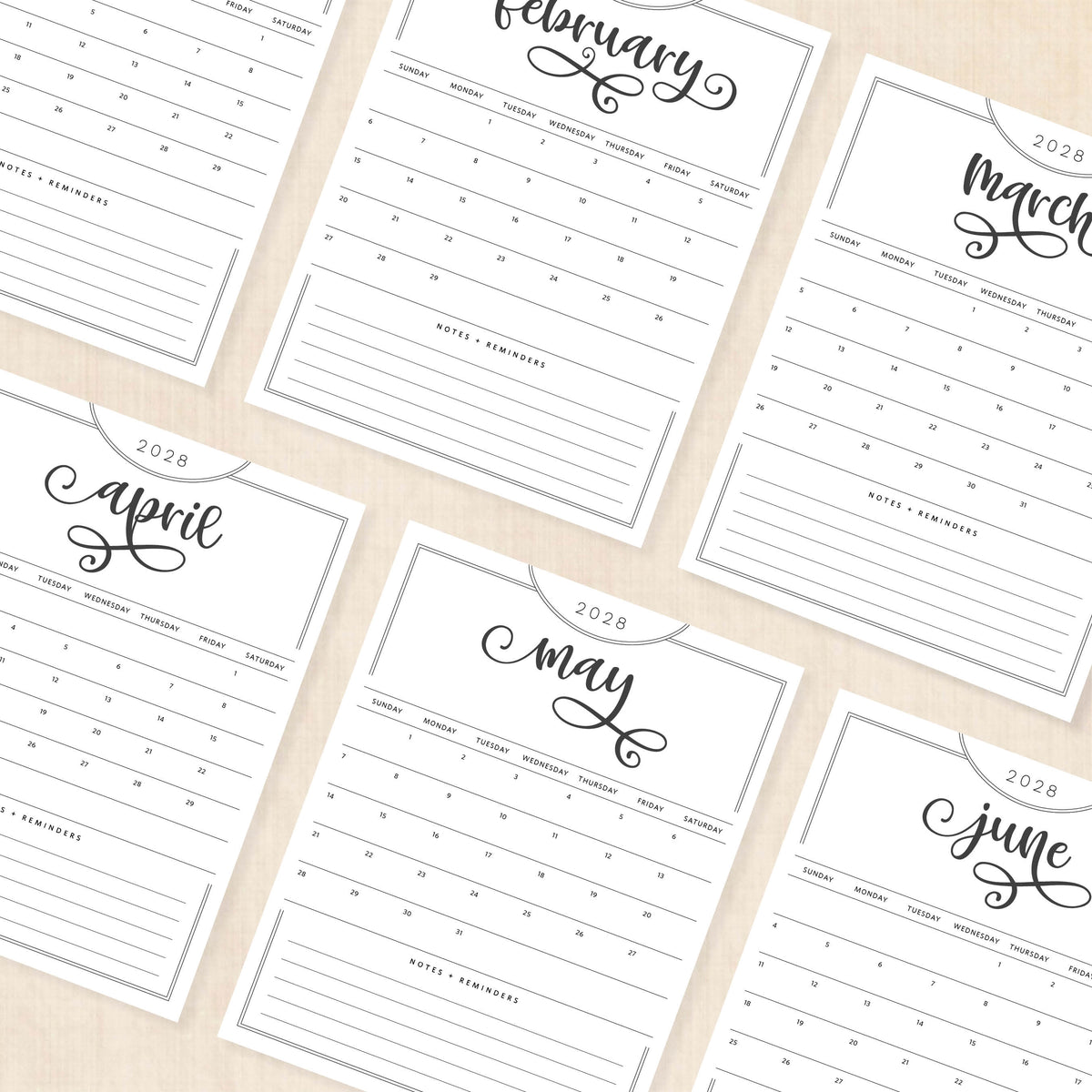 2028 calendar printable