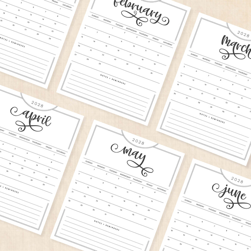 2028 calendar printable