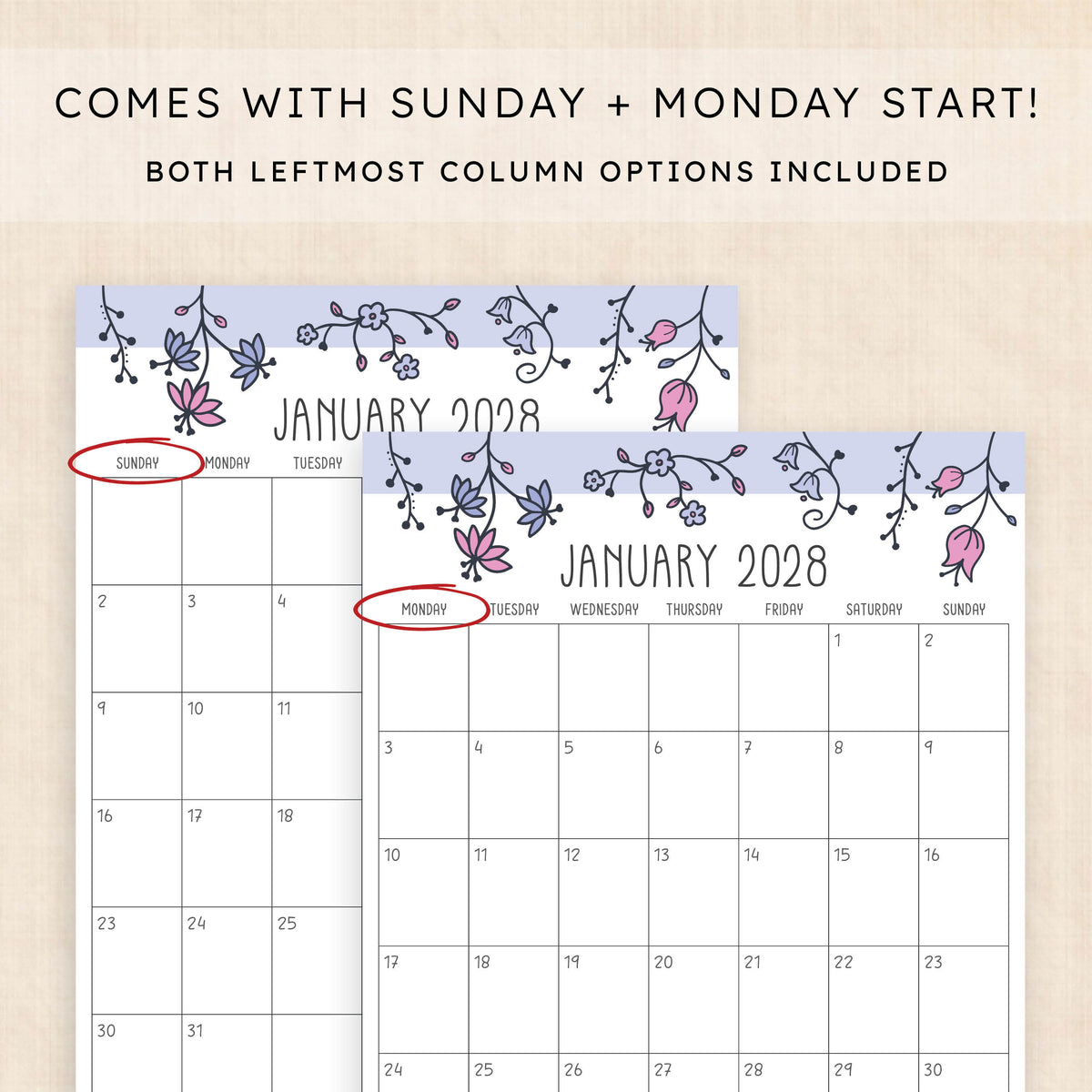 2028 calendar printable