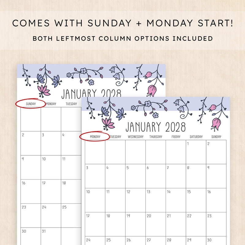 2028 calendar printable
