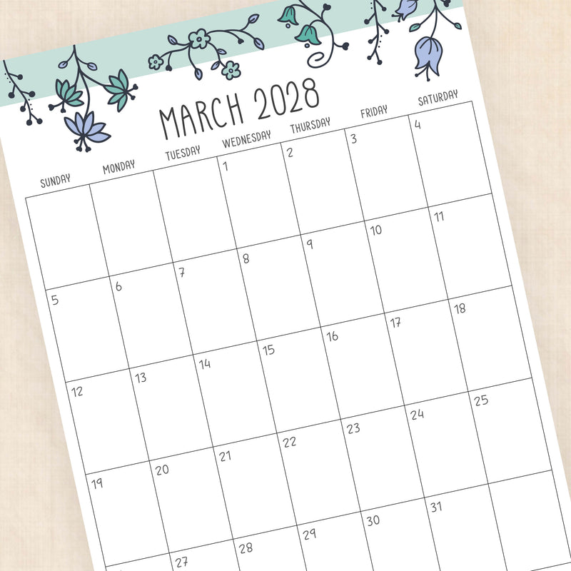2028 calendar printable
