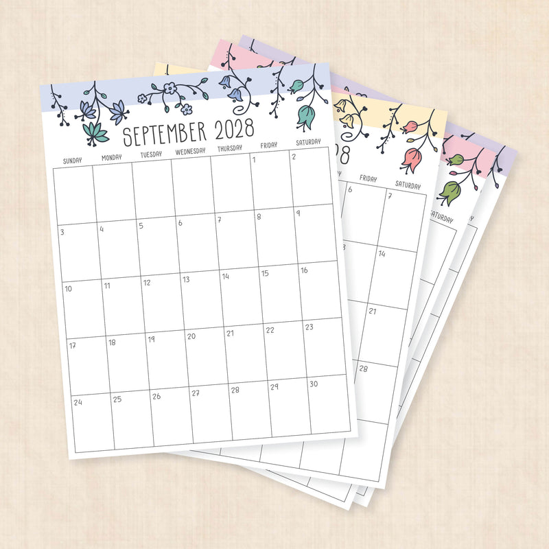 2028 calendar printable