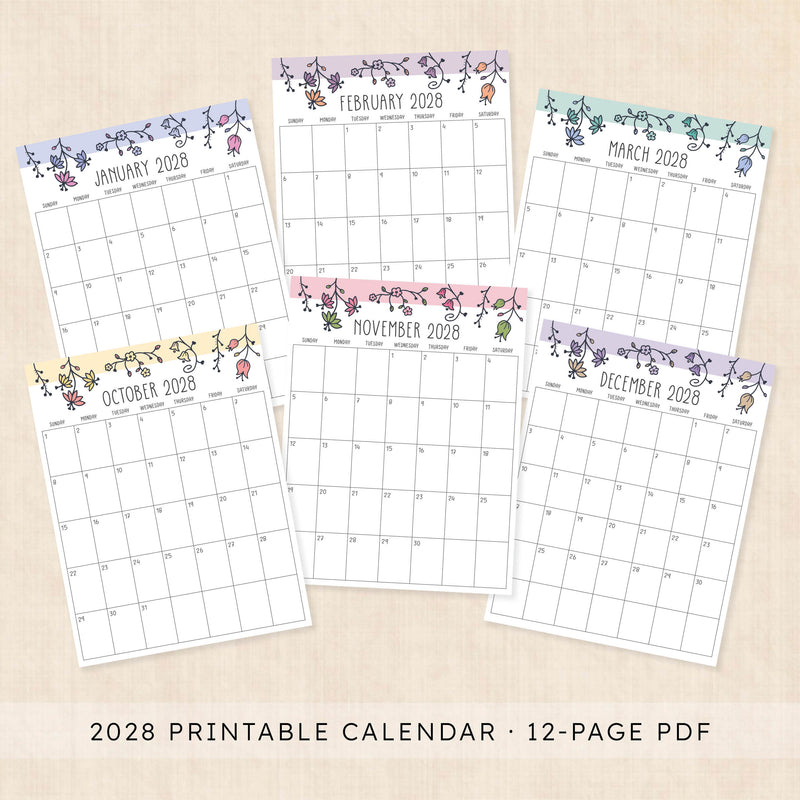 2028 calendar printable