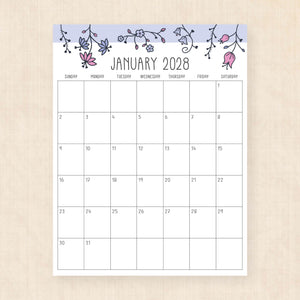 2028 calendar printable