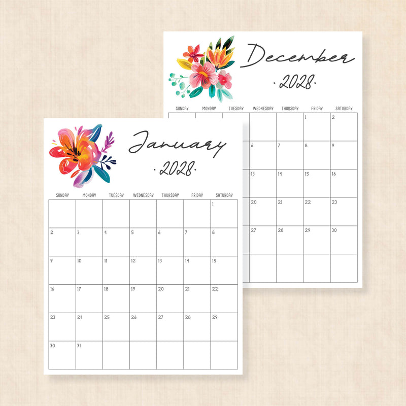 2028 calendar printable