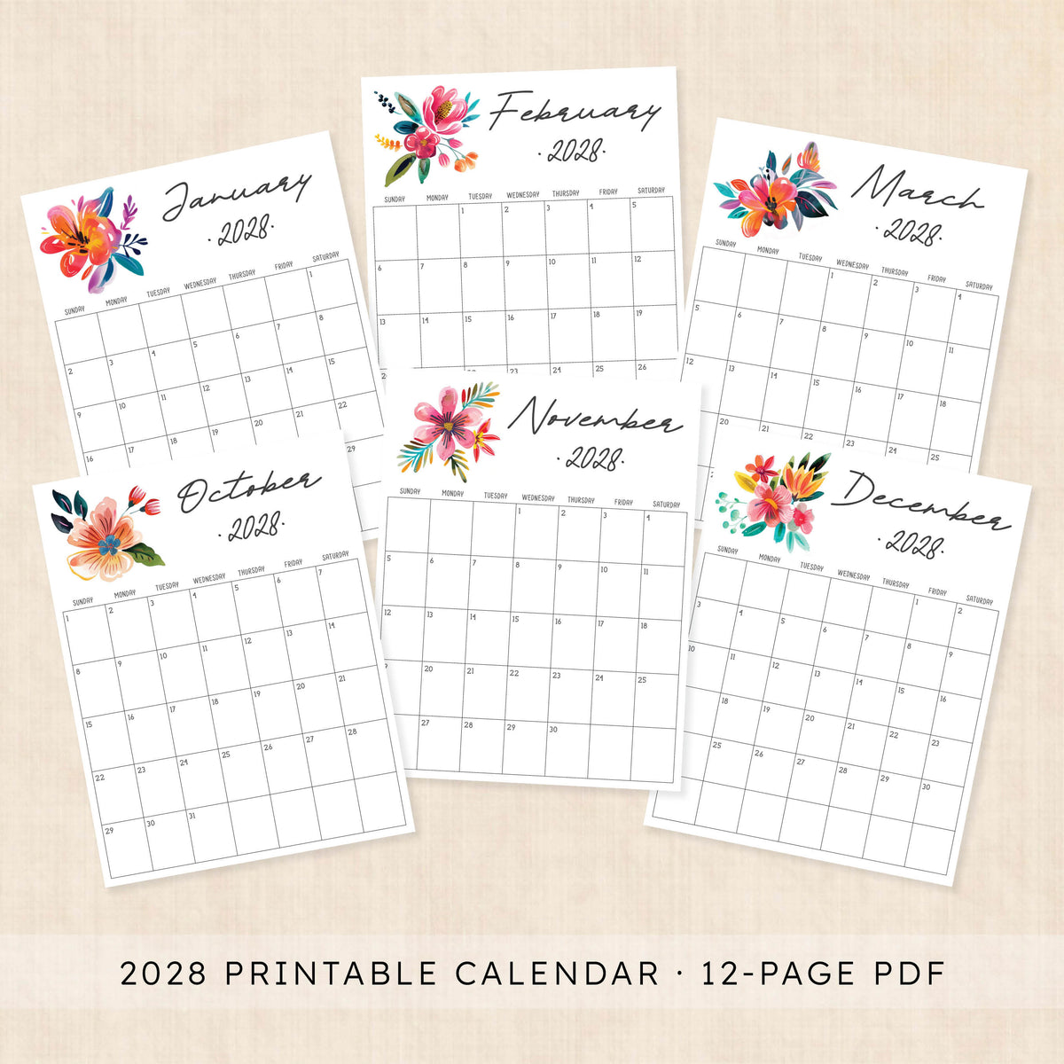 2028 calendar printable