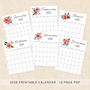 2028 calendar printable